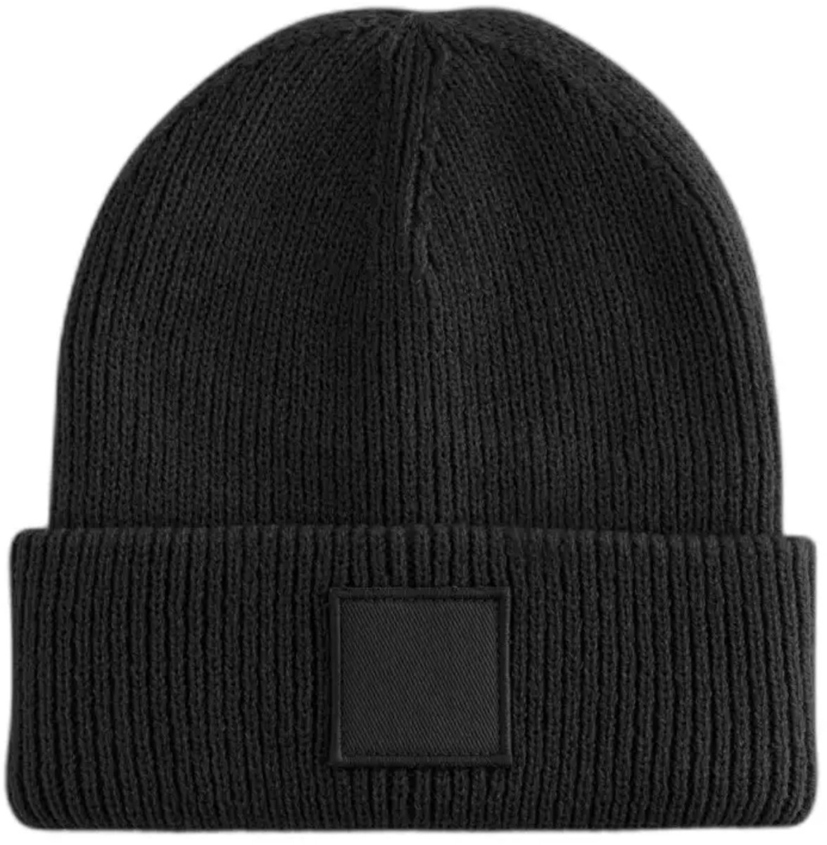 Kids Deep Cuffed Tonal Patch Beanie - Black - 3-8 YRS