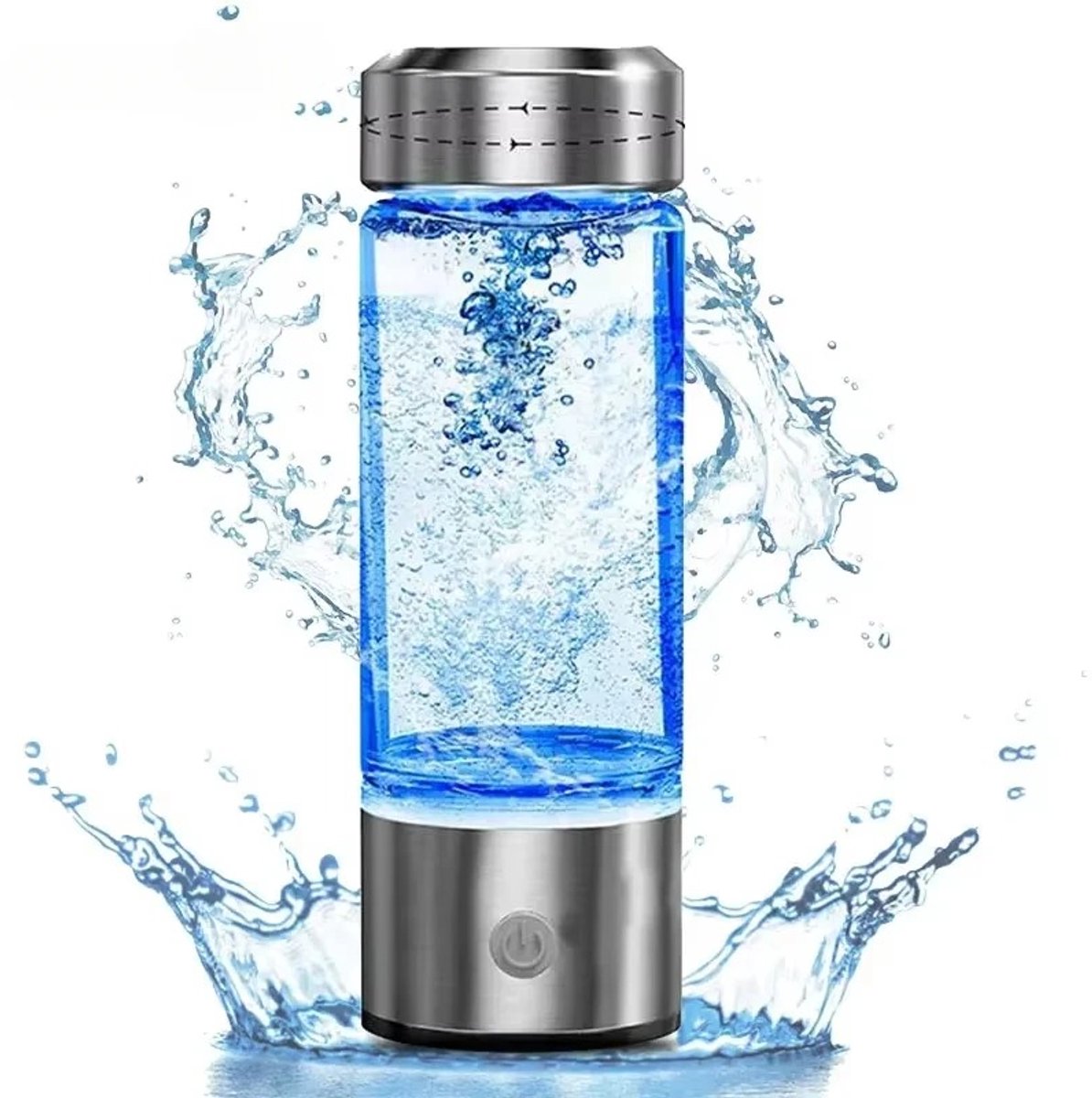 Geargalaxy Waterfles - Waterstof Waterfles - H2 Generator Fles - Alkaline Waterfles - Fles - Antioxidant Fles - 420 ml - Zilver