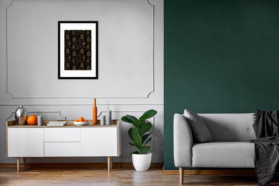 Cadre photo avec affiche - Sapin de Noël - Or - Motif - 40x60 cm - Cadre pour affiche - Décorations de Noël - Décoration de Noël pour l'intérieur - Noël