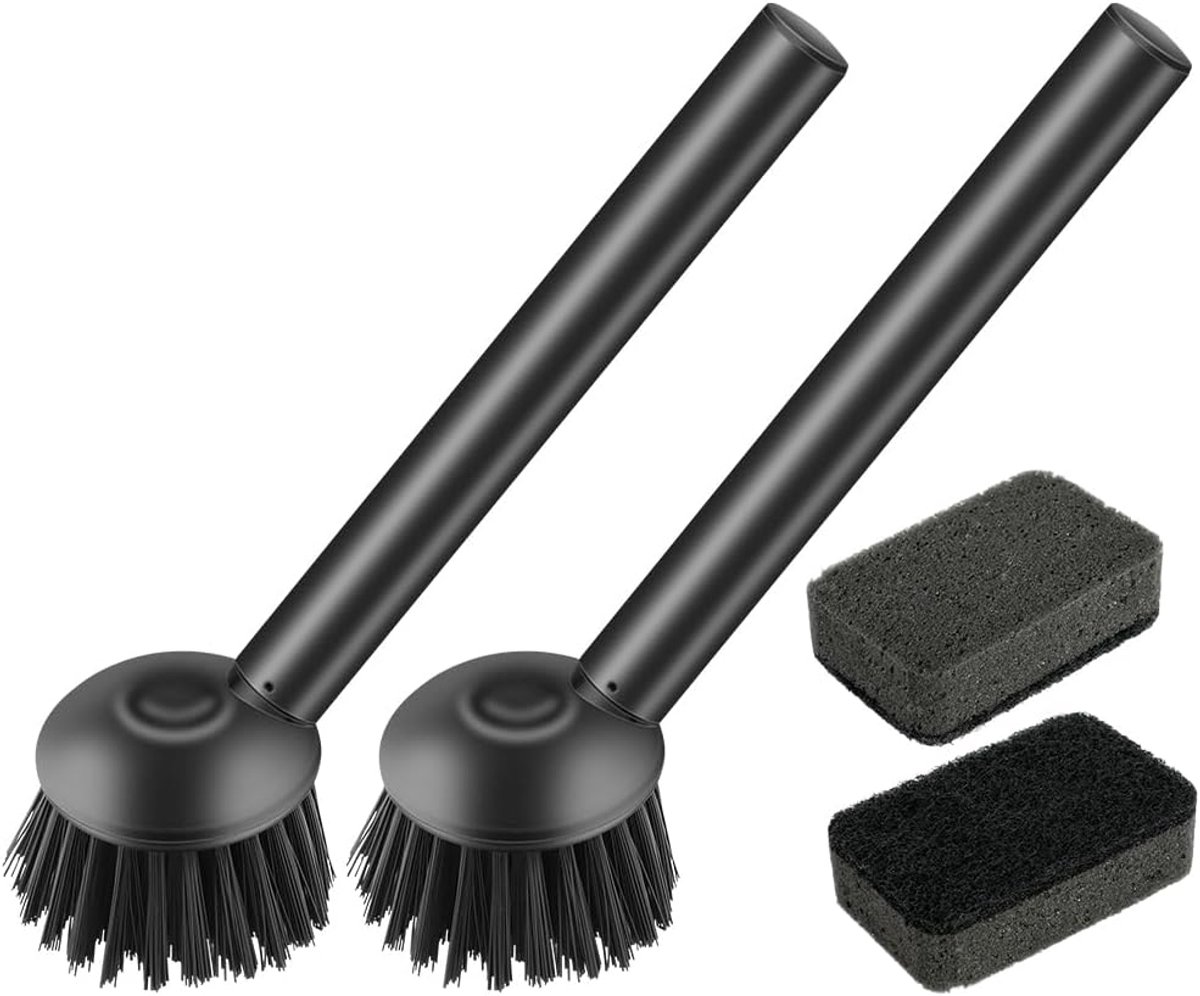 Afwasborstel met Spons, 4 stuks Duurzame Borstel en Dubbelzijdige Afwasspons met Scrub Schuurspon,voor Keuken, Badkamer, Tegels en Pannen