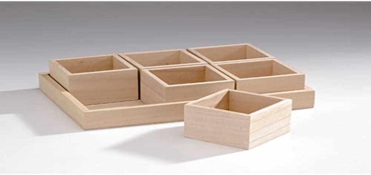 Set van 6, hout, naturel, 26,5 x 18,5 x 6 cm