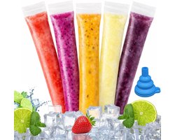 300 stuks - Popsicle zakjes - Ijslollyzakjes - BPA-vrije ijspop - Ijslollenzakjes - Met trechter - IJsvormpjes - Ijsjes maken - doe-het-zelf ijsvormen - Zelfsluitend - Voor Waterijs, Smoothies & Fruitsap - Herbruikbaar