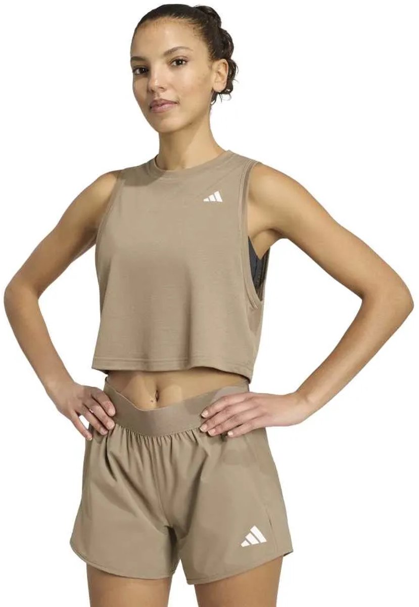 Adidas Train Essentials Boxy Workout Mouwloos T-shirt Vrouw Khaki