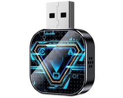 Draadloze CarPlay/Android Auto/Mirror Link Adapter Q1AS - Zwart Tech Blauw Metaal & Glas 3-in-1