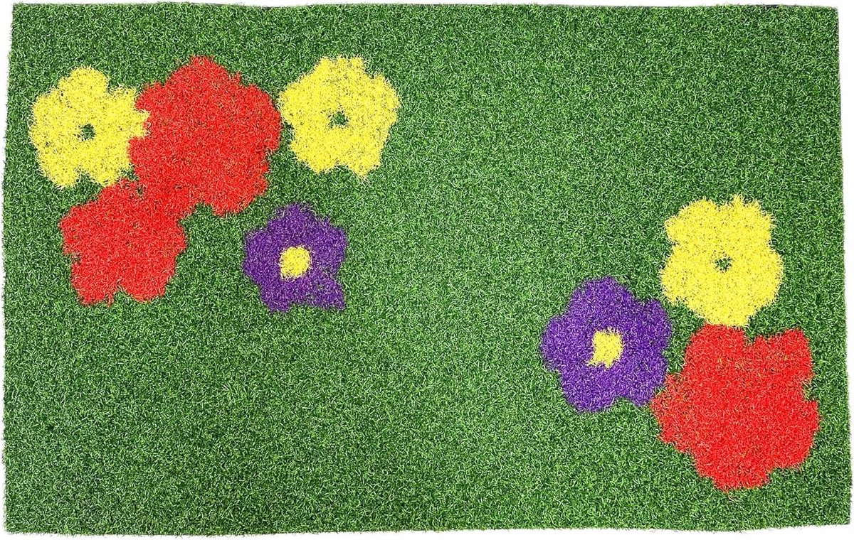 Kunstgras voor honden, voetmat, huisdeurmat, training, kattenbak, mat, puppy's, gras, hondentoilet (50 x 80 cm, bloemen)