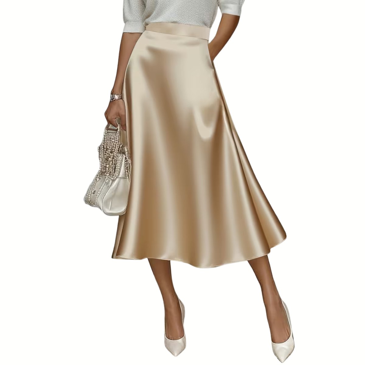 Currero Broekrok Dames Skort Skirts Skirt Rok Midi Korte Broek Culotte Wandelrok Rokje Legging Champagne