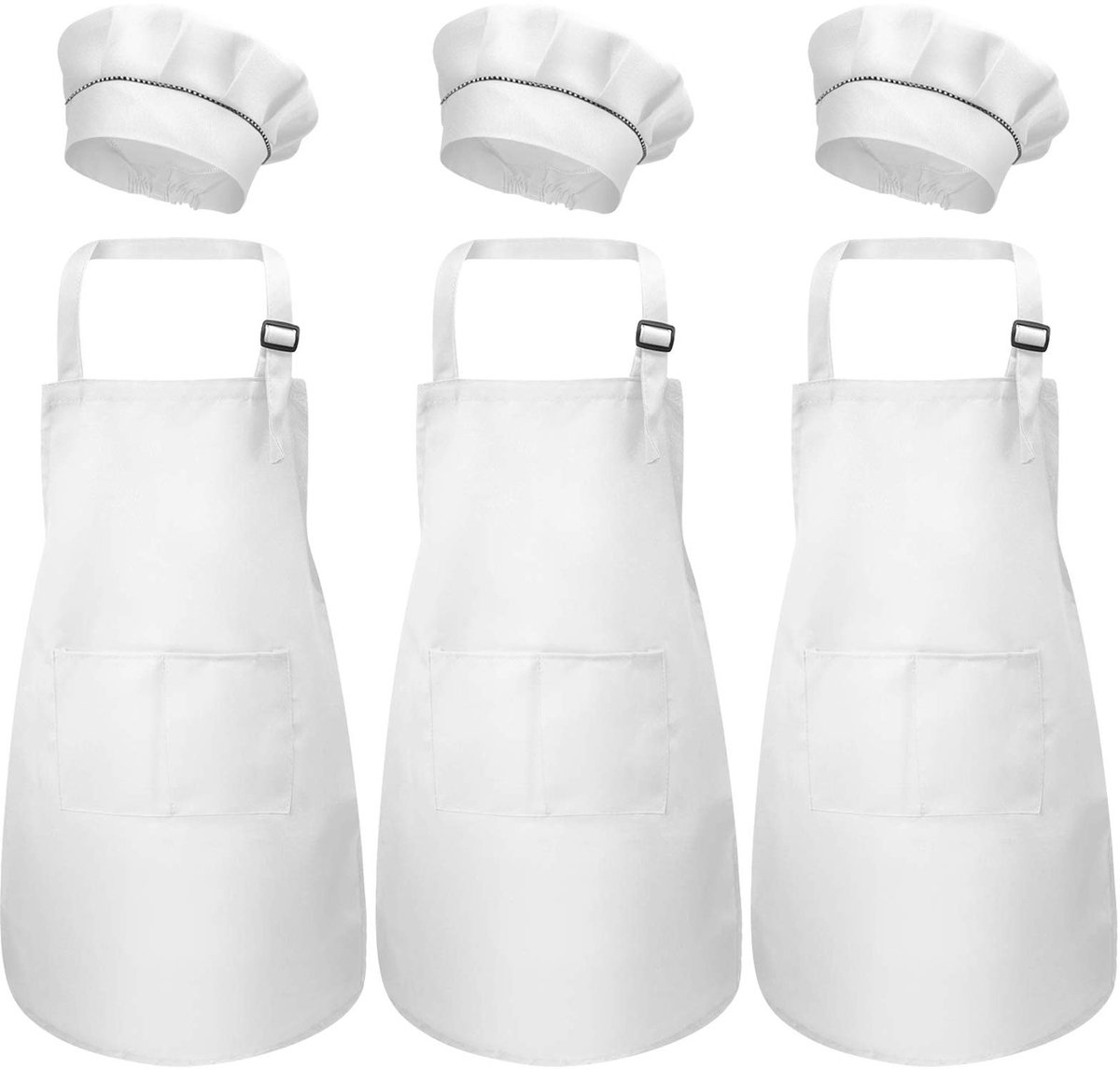Dailygoods- Kinderschort Set van 6 stuks - Kookmuts - Verstelbare nekband - Voorzakken - Geschikt voor 3-6 jaar - Paddenstoeldesign - Kookschort