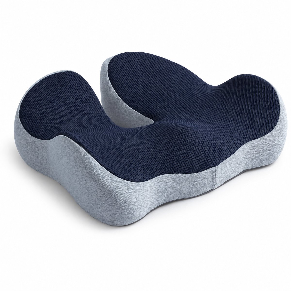 Gloovon Ergonomisch Zitkussen - Orthopedisch Zitkussen & Zitring - Stuitje - Stuitkussen - Traagschuim - Geschikt voor bureaustoel, auto en sofa - Marineblauw