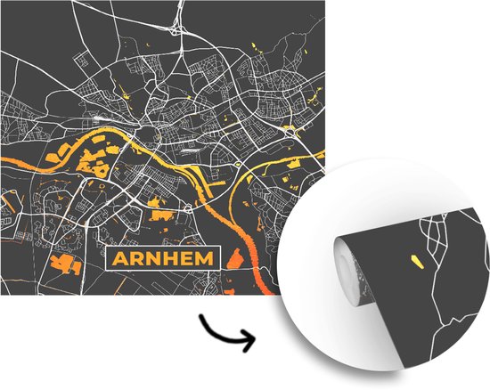 Papier peint - Papier peint photo Plan d'étage - Arnhem - Or - Zwart - Largeur 220 cm x Hauteur 220 cm