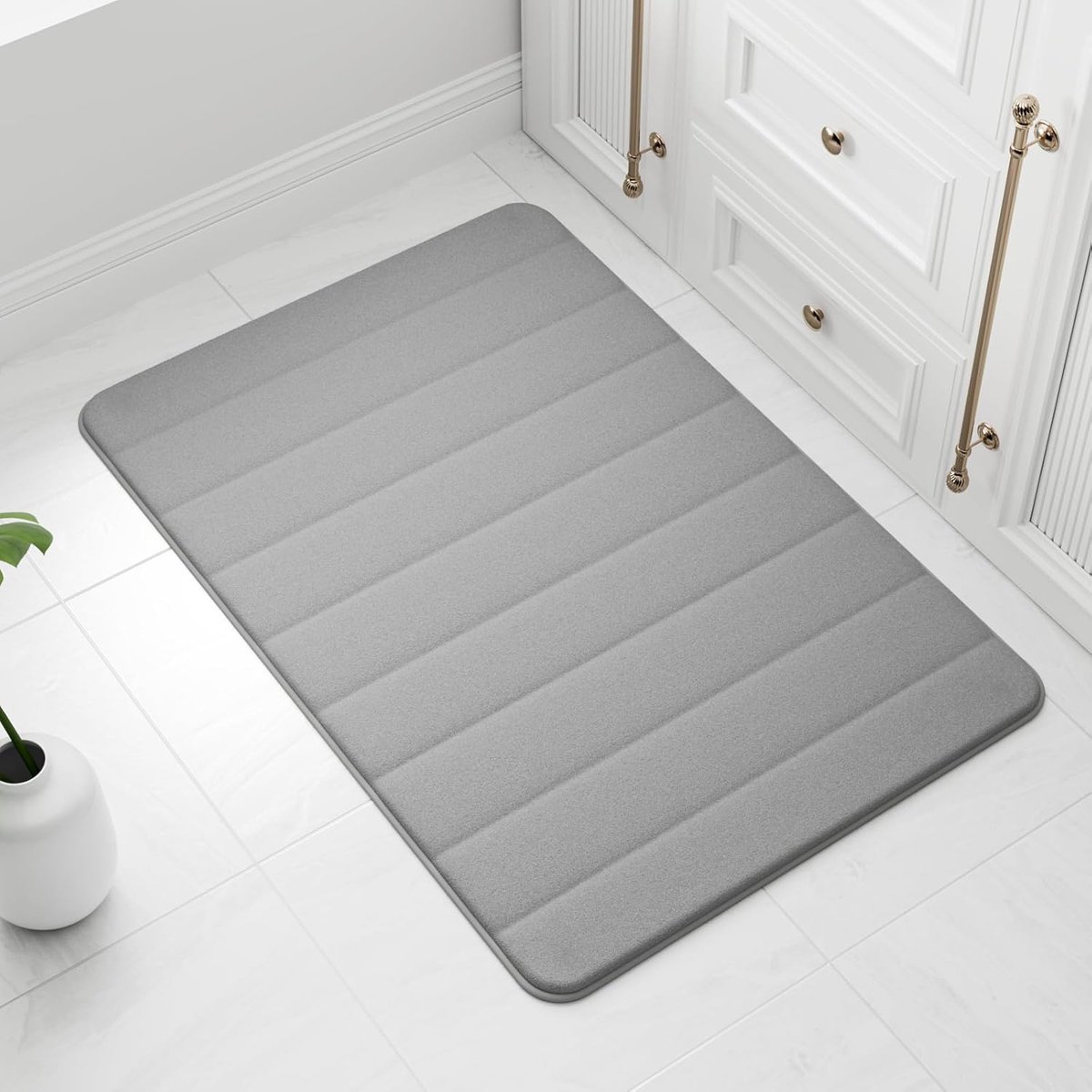 wyewye Badmat van traagschuim, 60 x 90 cm, grijs, ultrazacht, antislip, super absorberend badkamertapijt