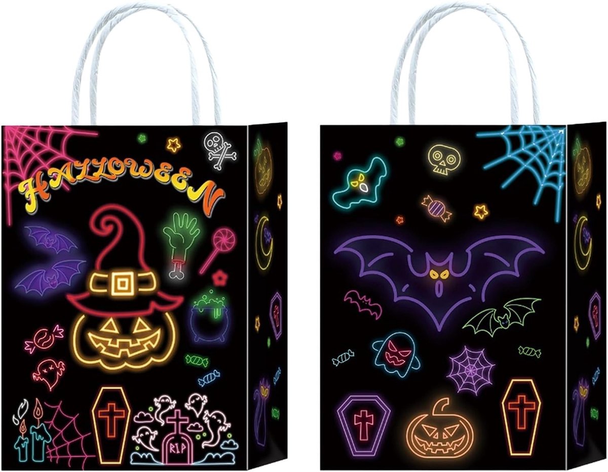 Cadeauzakjes 12 stuks - Halloween thema - papieren zakken met handvat - ideaal voor kinderverjaardagen - ShopVlot