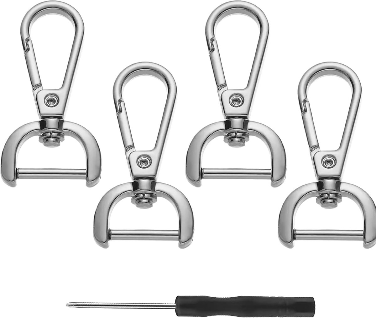 Metalen karabijnhaken set van 4 - 360° draaibare D-ring - eenvoudig te installeren - ideaal voor hondenlijnen - ShopVlot