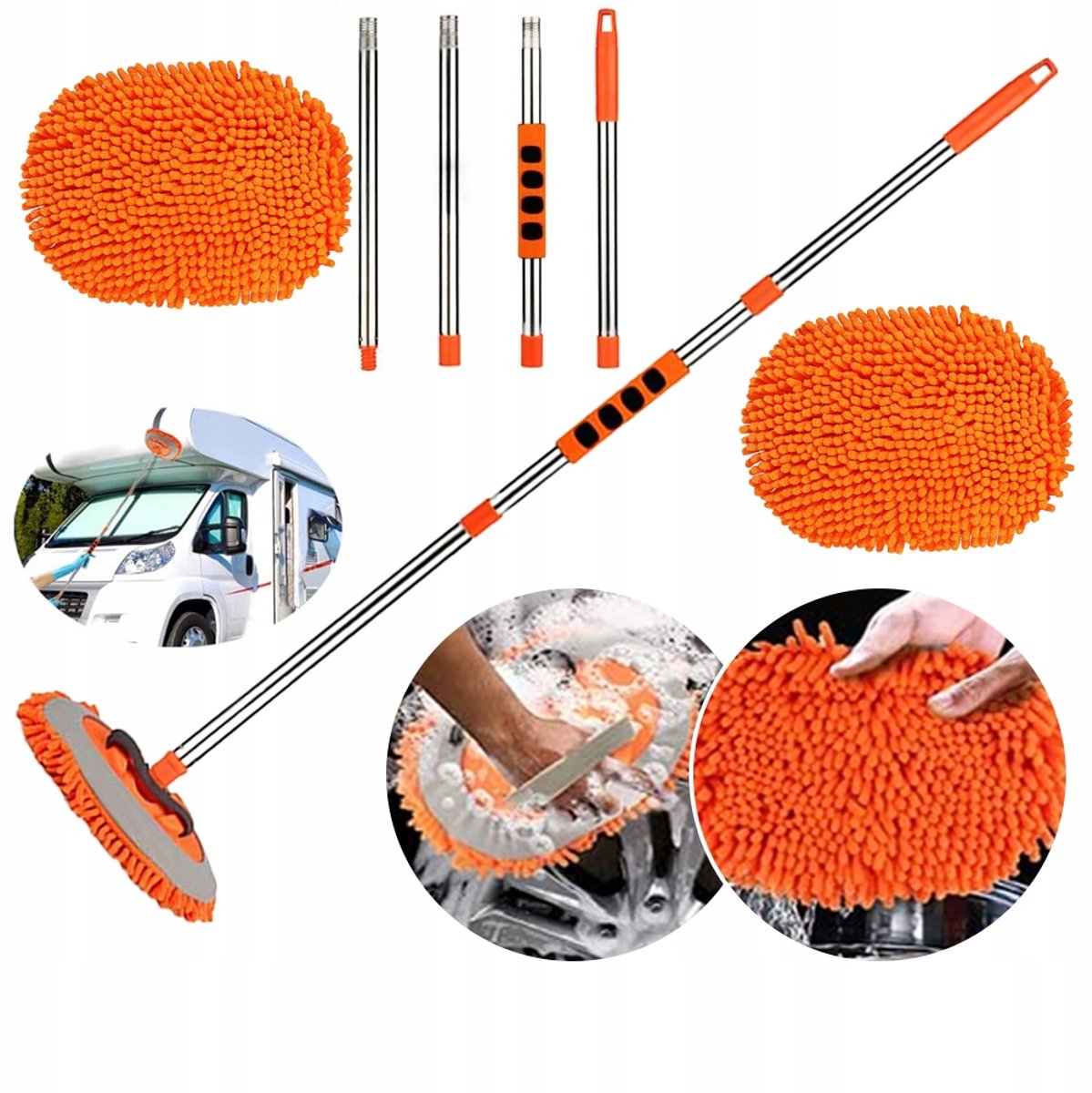 Autoborstel met Telescoopsteel en Microvezel Mop - 157 cm