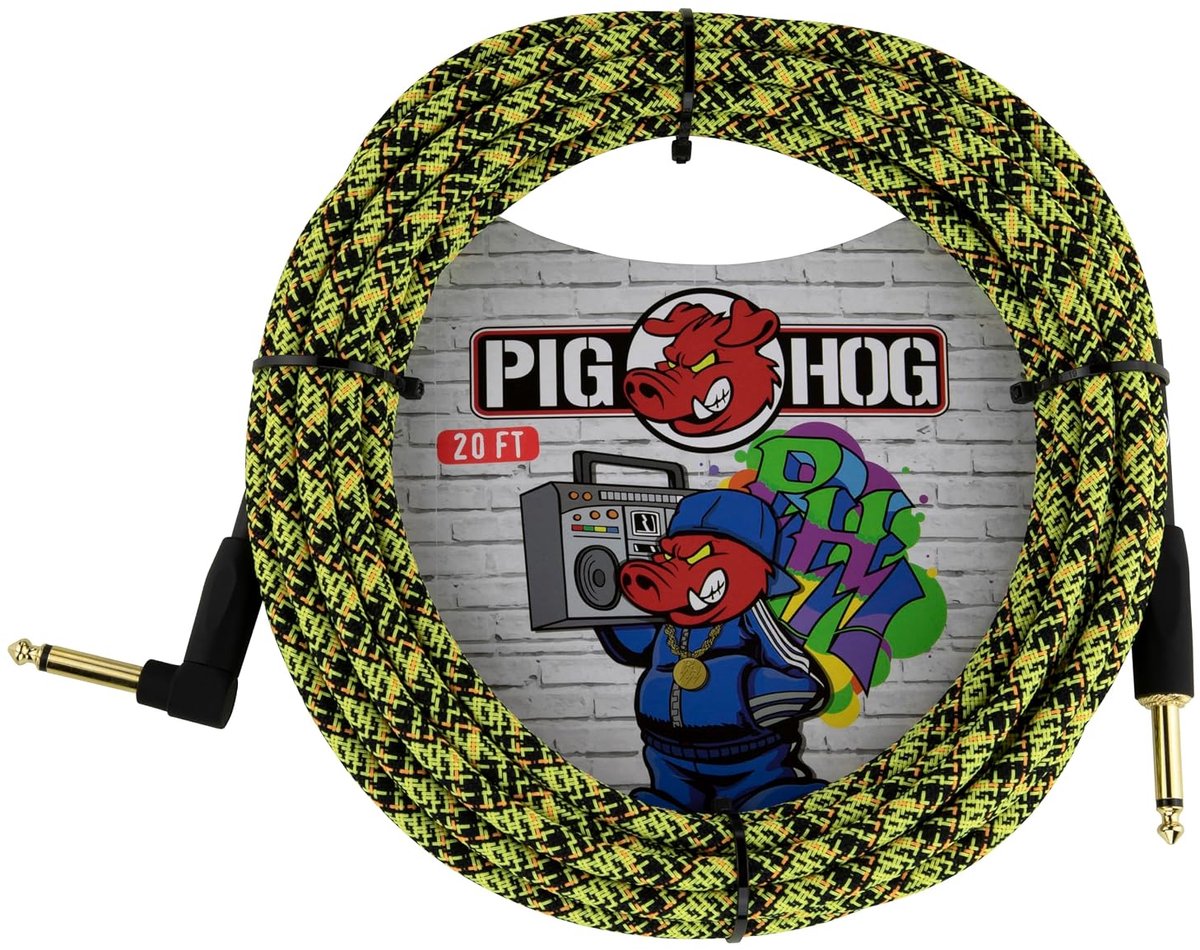 Instrumentkabel 6 m - Gele graffiti - Hoofdkabel met hoekstekker - Helder geluid zonder storingen - ShopVlot