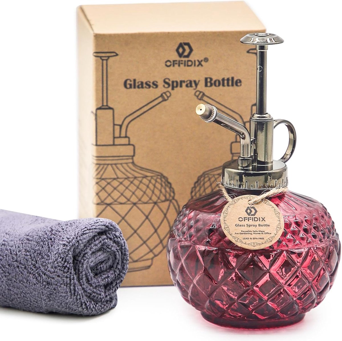 Gietfles 300 ml - Glazen spuitfles - Rozerood - Perfect voor kleine planten - ShopVlot