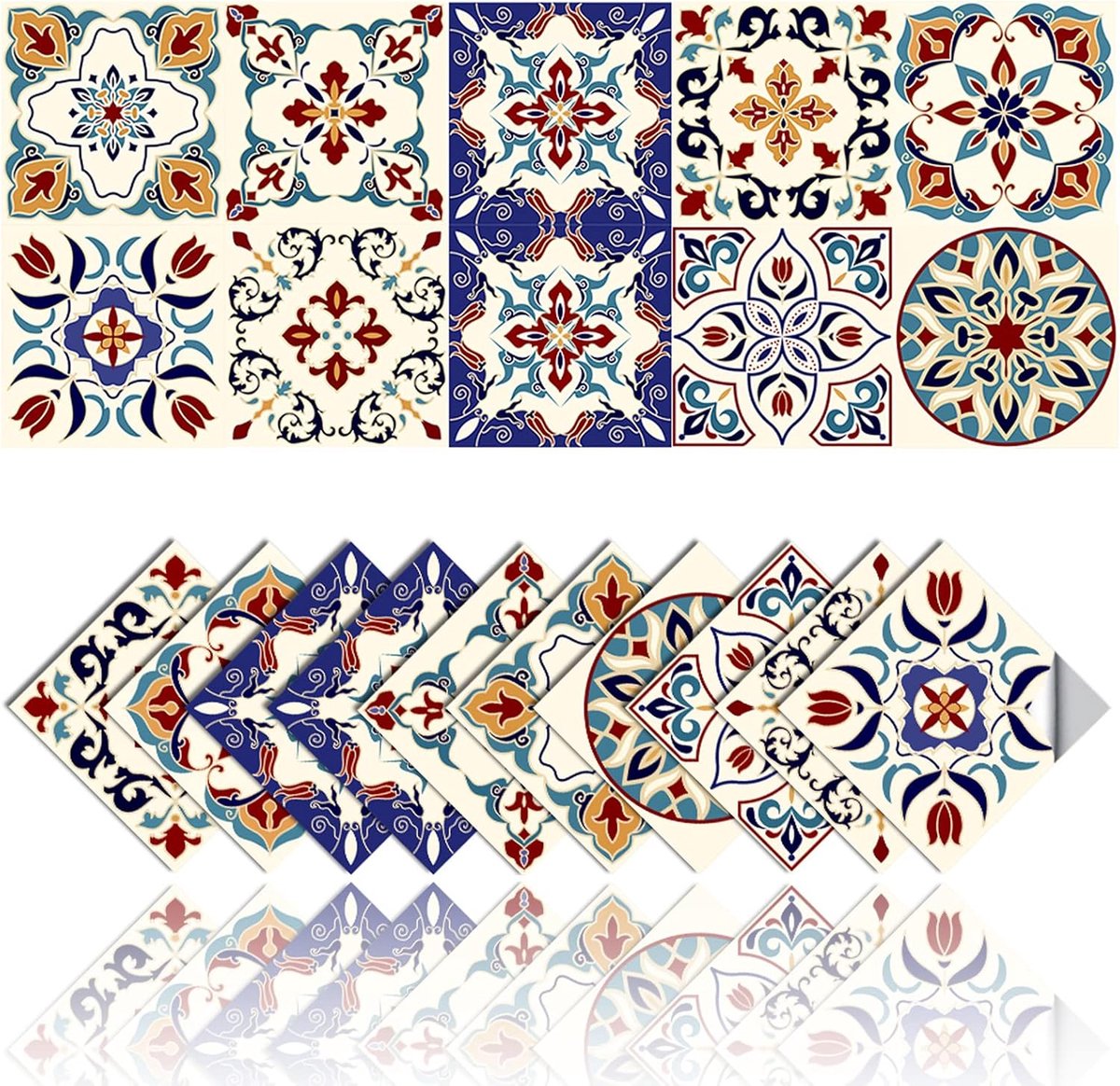 Tegelstickers Set van 20 - Waterdichte PVC Stickers - Retro Marokkaanse Design - Perfect voor Keuken en Badkamer - ShopVlot