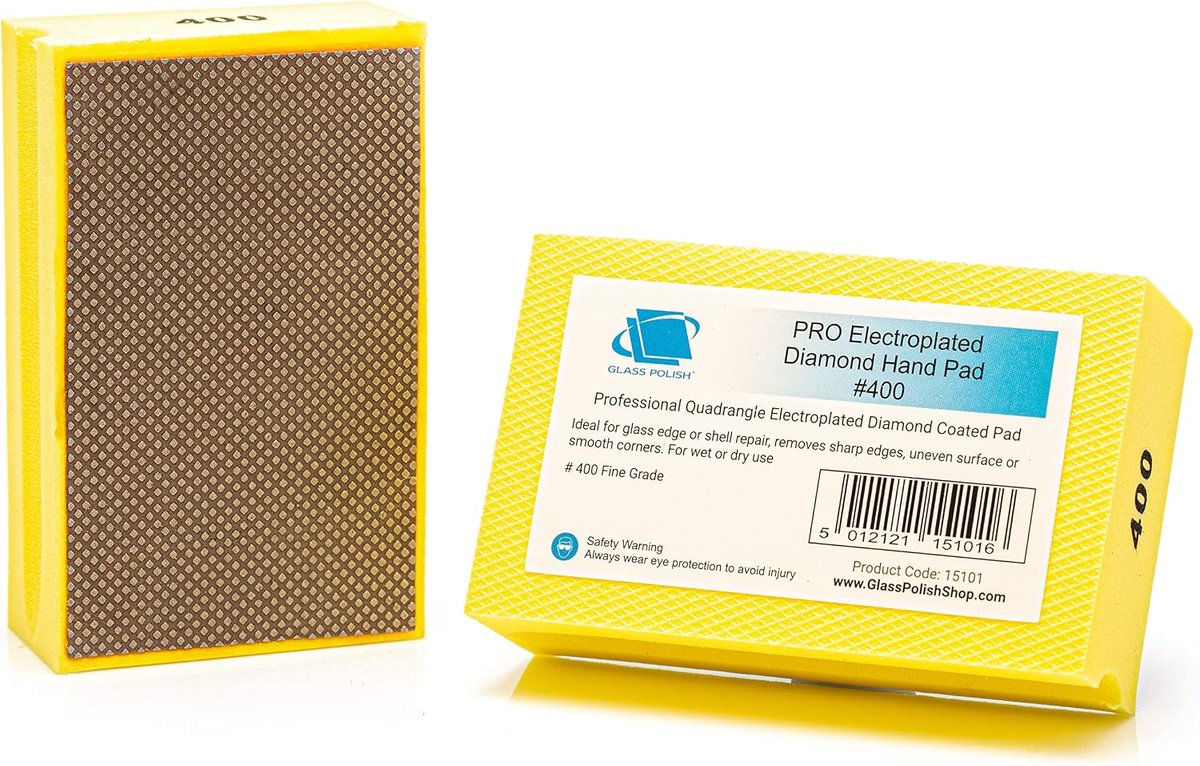 Handpad voor glaspolijsten 95 x 55 mm - diamant - grit 400 - ideaal voor scherpe randen - ShopVlot