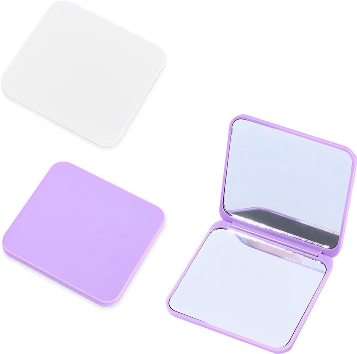 Opvouwbare spiegel met magneetschakelaar - 2 stuks - paars, beige - perfect voor reizen - ShopVlot