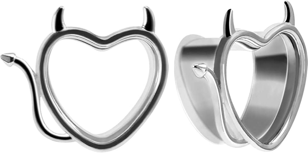 Oor tunnels 8mm tot 25mm - Hart stijl - Metaal - Perfect voor het uitbreiden van oorgaten - ShopVlot