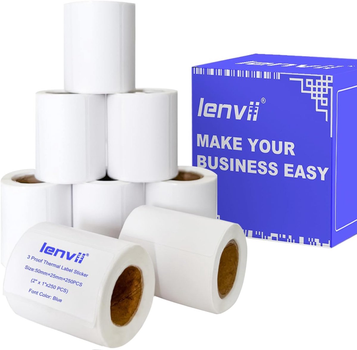 Thermolabels 50 x 25 mm - Zelfklevend - Helder blauw - Voor thermische printers - ShopVlot