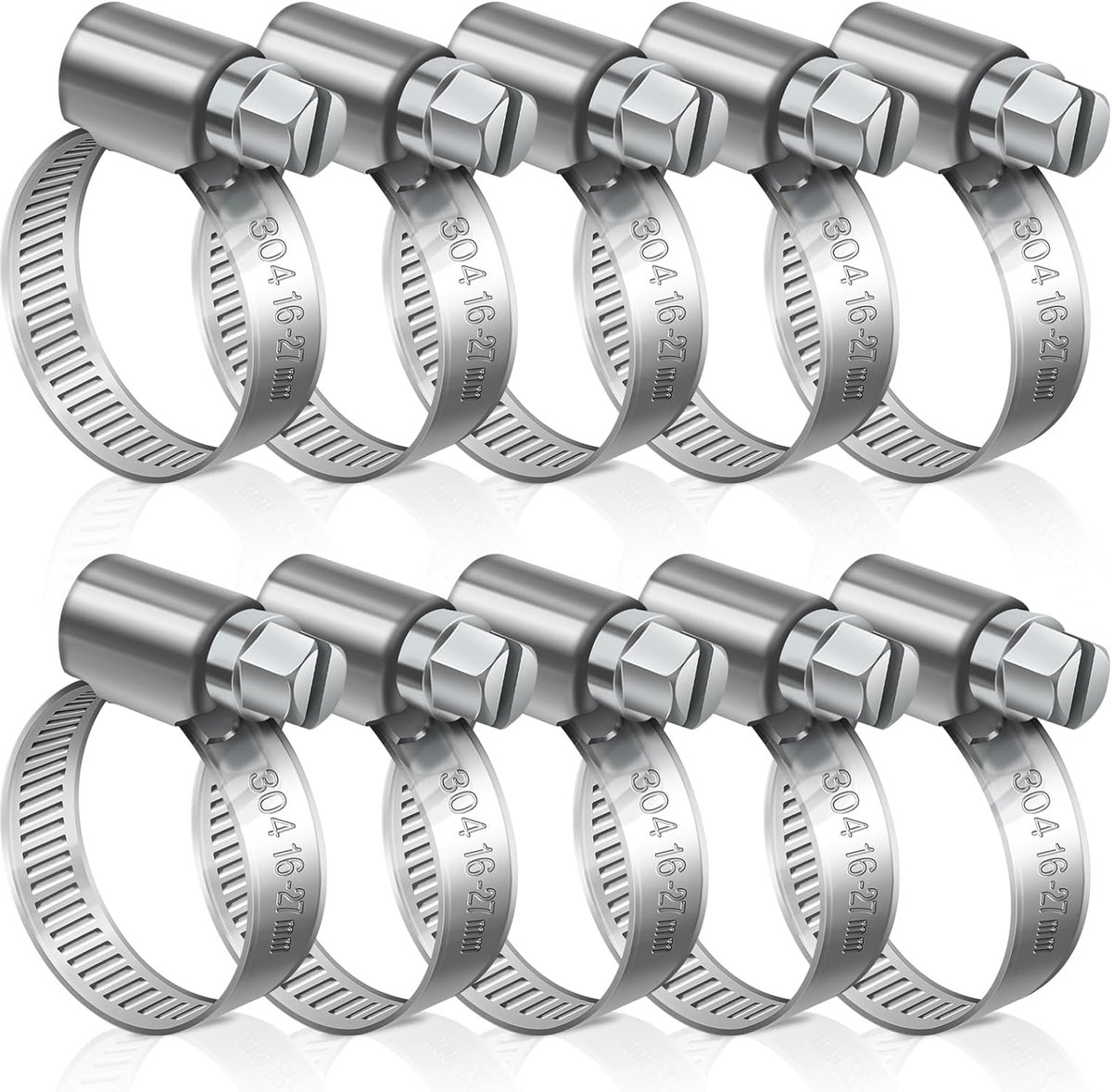 Slangenklemmen 16-27 mm - Roestvrij staal 304 - Verstelbaar - Voorkomt lekkages - ShopVlot