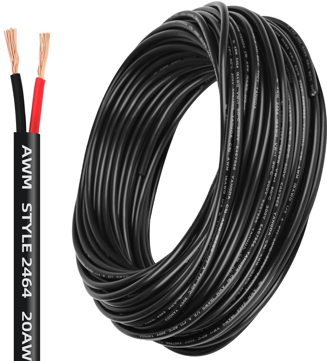 Elektrische kabel 5 m 20 AWG - 2 x 0.5 mm² - zwart - ideaal voor elektronica - ShopVlot