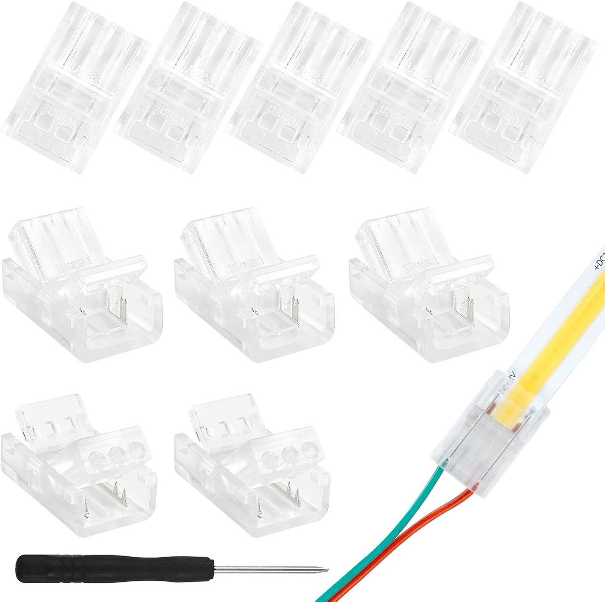 COB LED connector 2 pin 10mm - zonder solderen - eenvoudig te installeren - perfect voor LED verlichting - ShopVlot