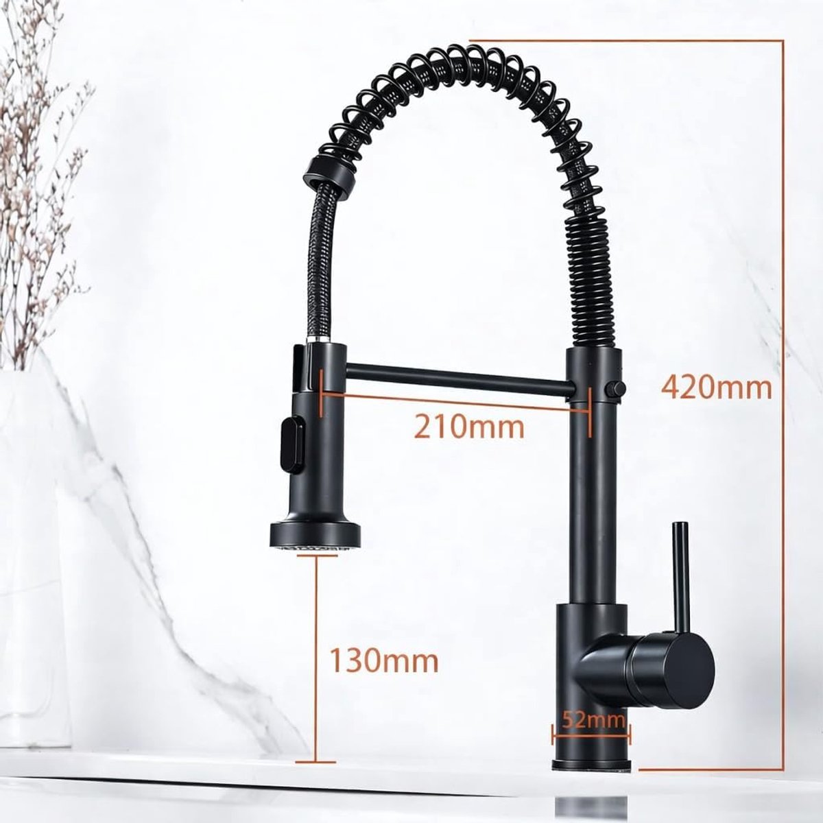 Keuken gootsteen mixer kraan zwart - moderne uitstraling - draaibare uitloop - eenvoudig te installeren - ShopVlot