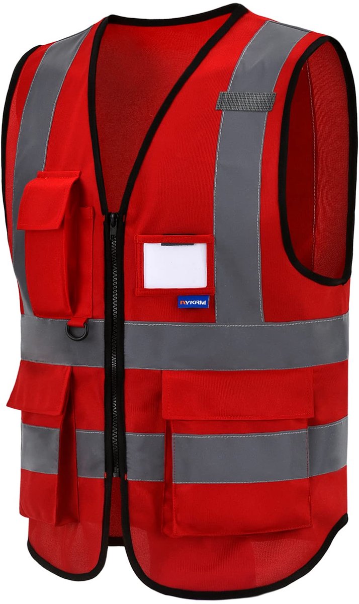 Veiligheidsvest Rits 6XL 7XL 8XL - Hoge Zichtbaarheid - Reflecterend Rood - Verhoogt veiligheid - ShopVlot