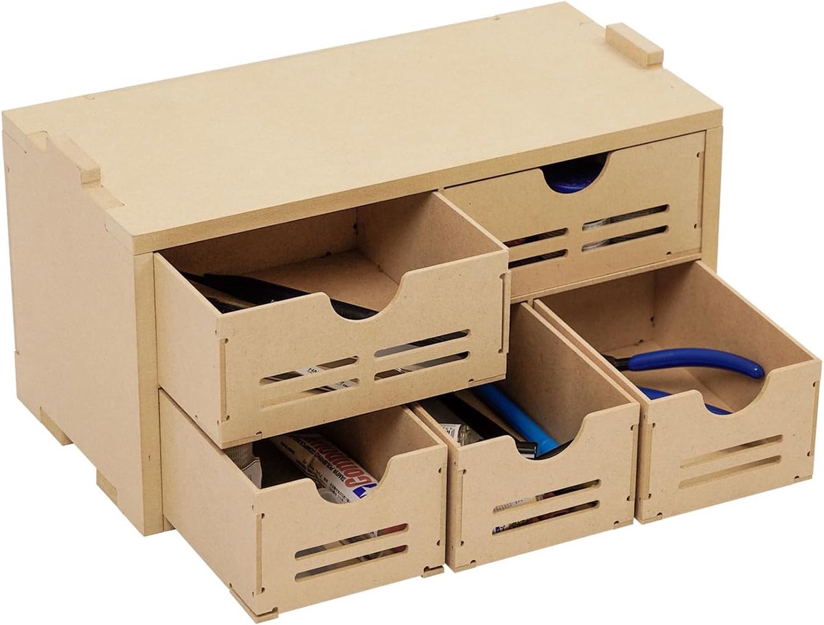 Modelbouw gereedschap organizer - houten verfopbergers - multifunctionele opslag - optimaal ruimtegebruik - ShopVlot