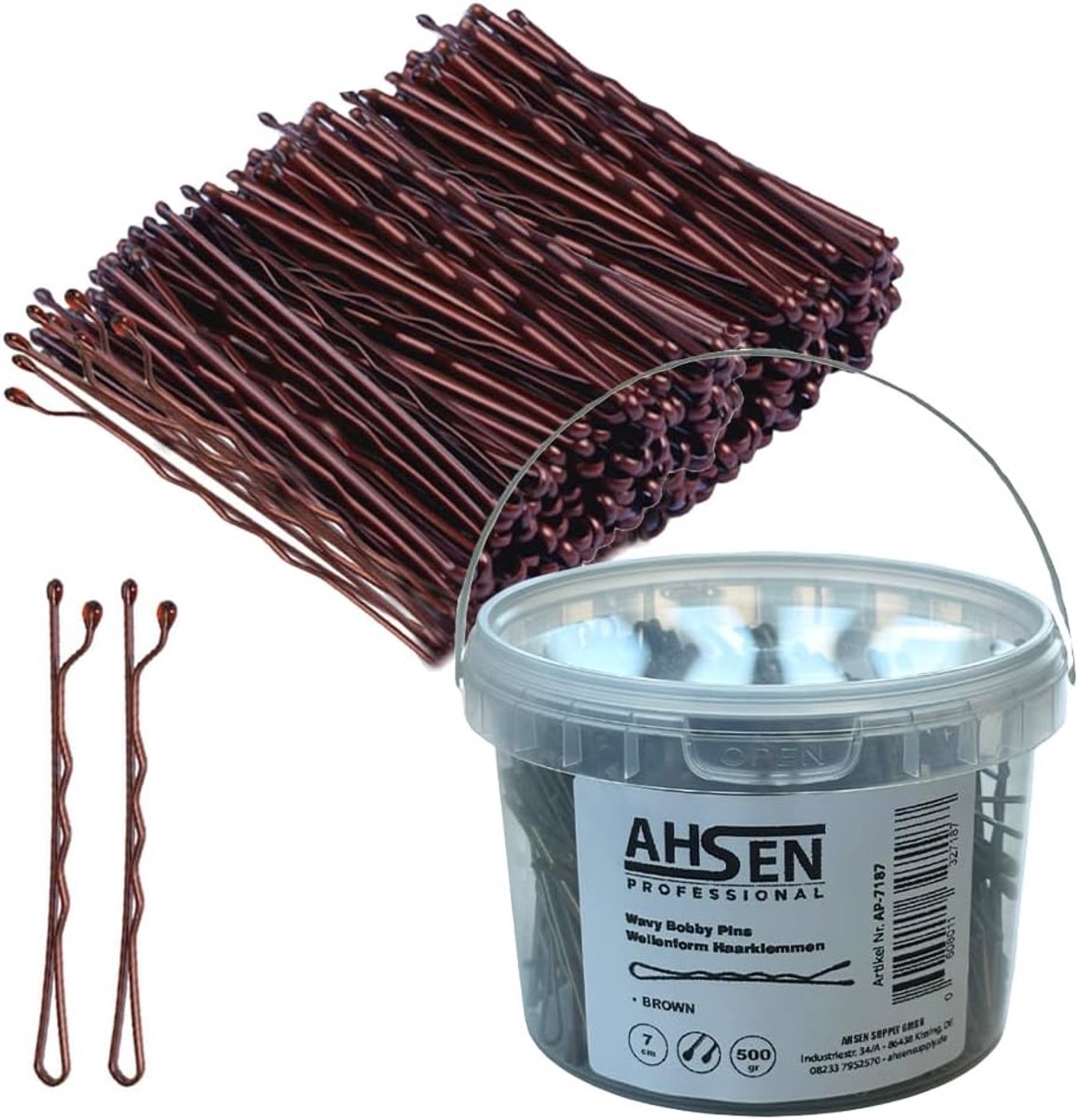 Wavy bobby pins 7 cm bruin - haarclips met opbergdoos - uitstekende grip - perfect voor updo's - ShopVlot