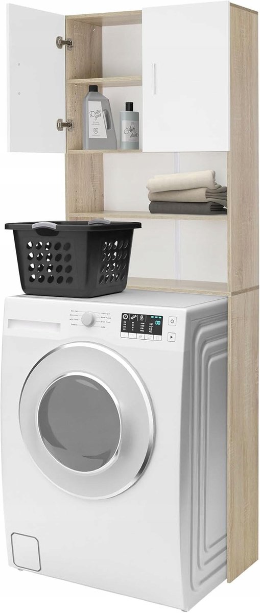 Merkloos Merkloze Badkamerkast boven Wasmachine - 2 Deuren & Plank
