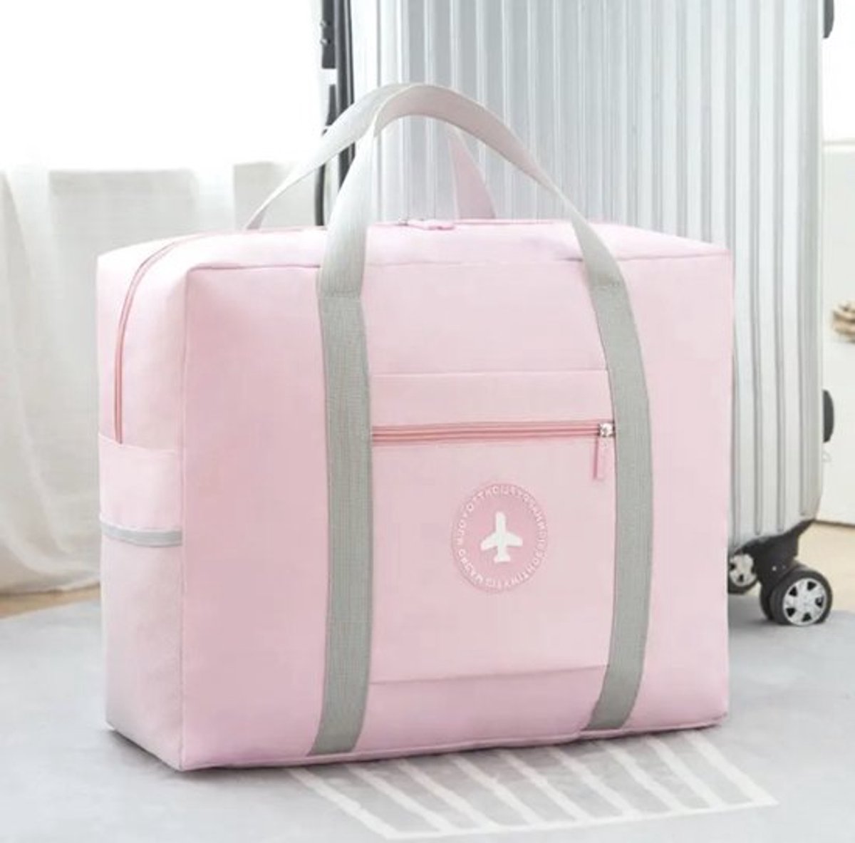 Opvouwbare Roze Reistas + Bagagelabel - Handbagage & Weekendtas - Opbergtas - Reistas voor Dames - Ideaal voor Koffer - Multifunctionele Reistas - Sporttas - Dames Reistassen - Opvouwbare Weekendtas - Handbagage Reistas - Multifunctionele Opbergtas