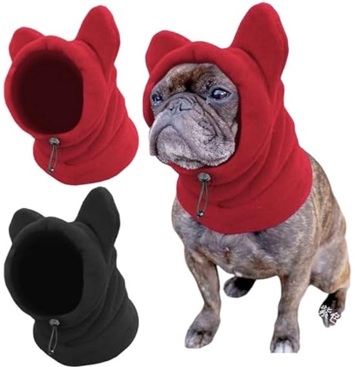 2-pack warme huisdiermuts, slaapzak schattig maat M - rood + zwart