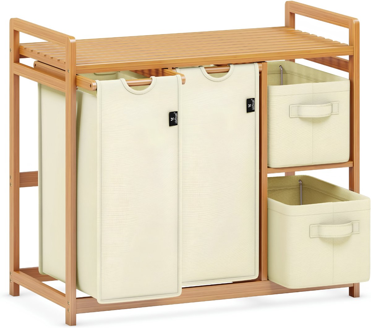 Lìon® Wasmand - 140L - Wasmand 4 Vakken - Wasmanden - Beige - 78cm x 42cm x 77cm