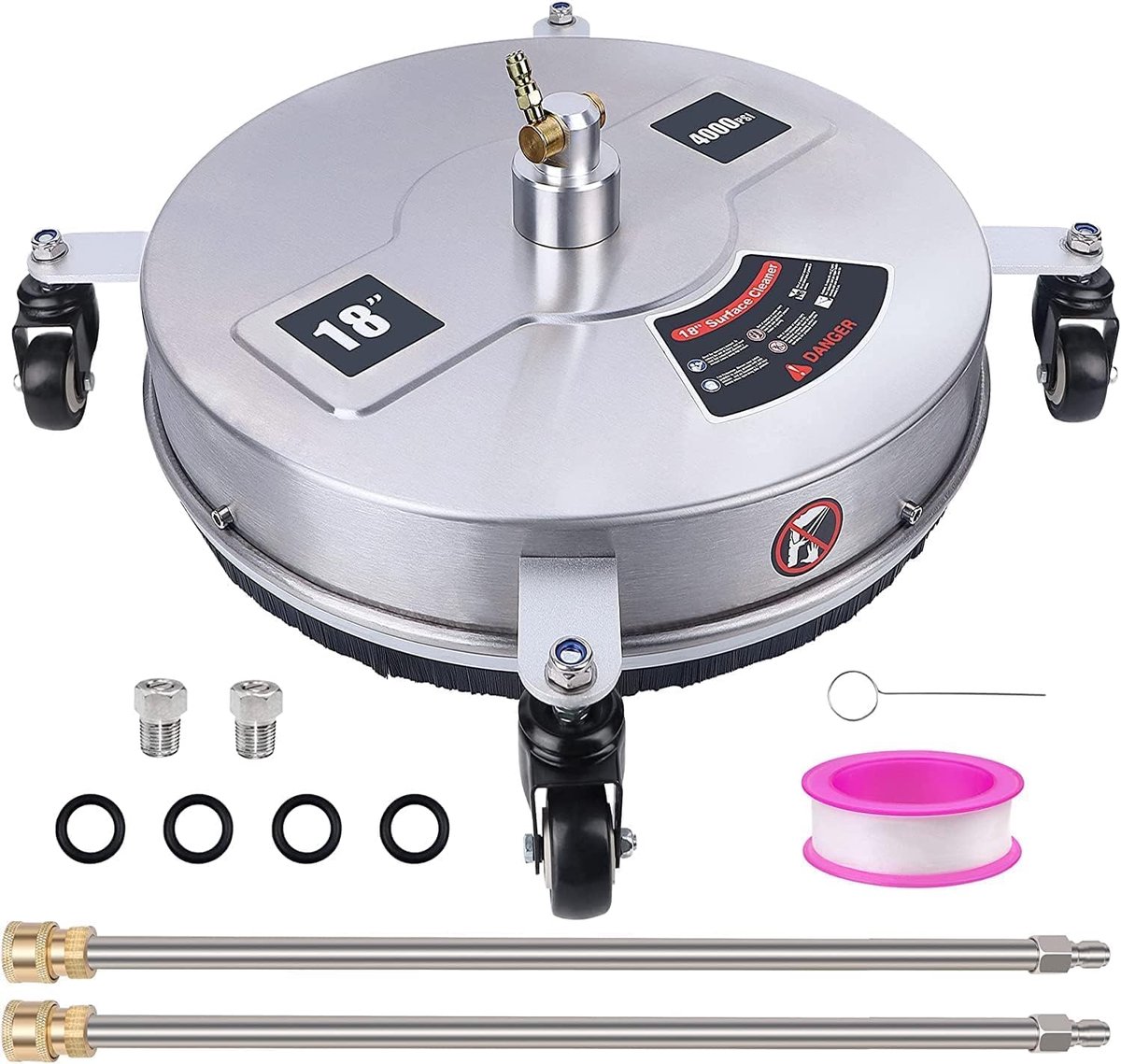 Hogedrukreiniger 45 cm - RVS lichaam - 4000 PSI - Ideaal voor krachtige reiniging - ShopVlot