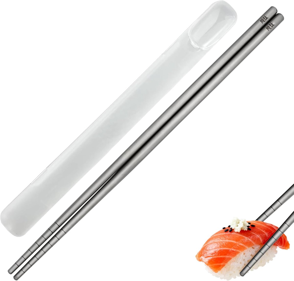 Chopsticks titanium - 1 paar - herbruikbaar - milieuvriendelijk alternatief - ShopVlot
