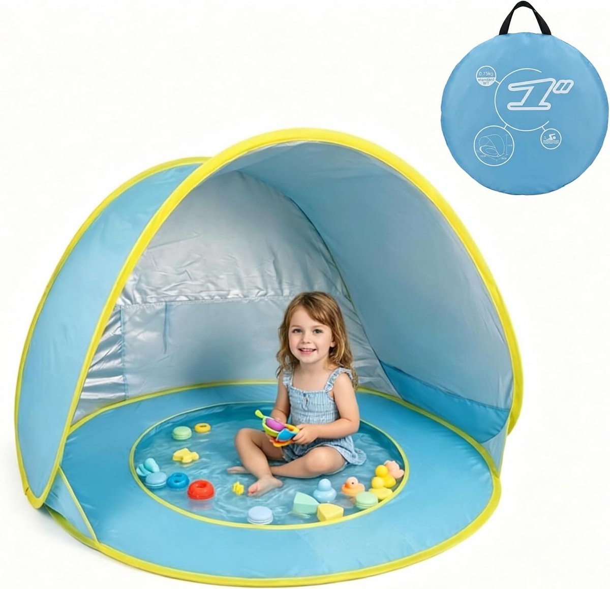 Strandtent pop-up met mini-zwembad - lichtblauw - uv-bescherming - snel op te zetten - ShopVlot