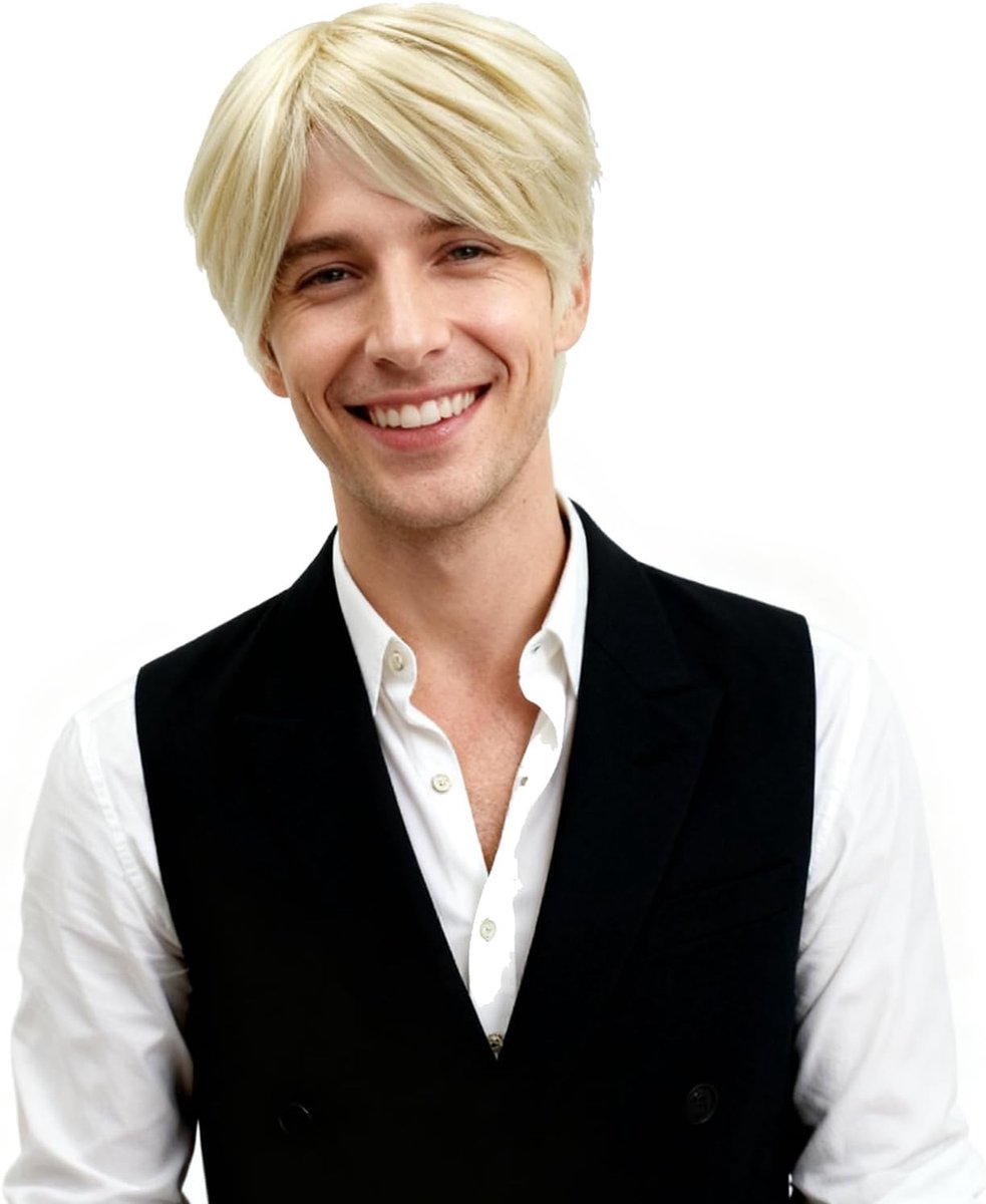 Herenpruik kort - blonde haar - natuurlijke uitstraling - perfect voor feestelijke gelegenheden - ShopVlot