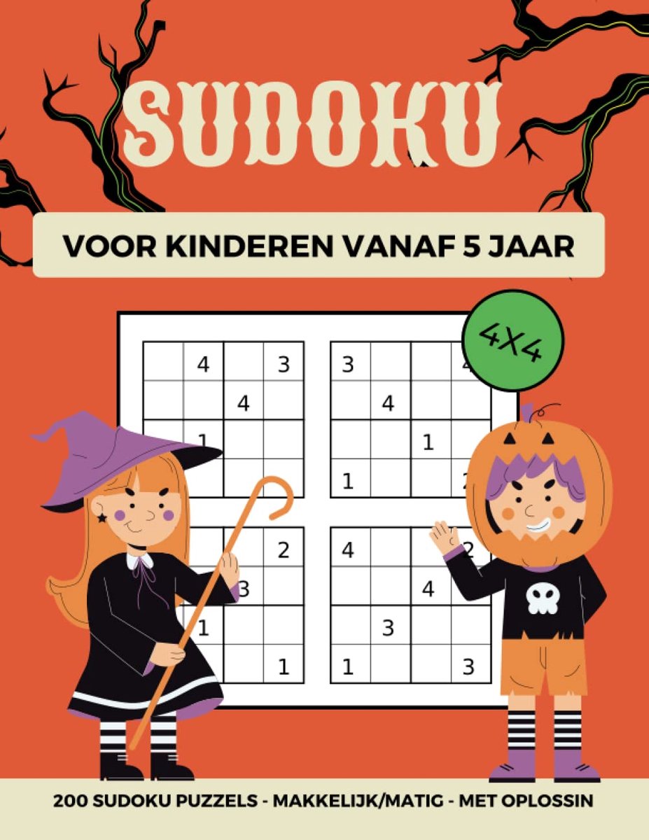 Halloween Sudoku 4x4 voor kinderen vanaf 5 jaar - Leuk en leerzaam - Bevorder logisch denken - Puzzels voor in de groei - ShopVlot