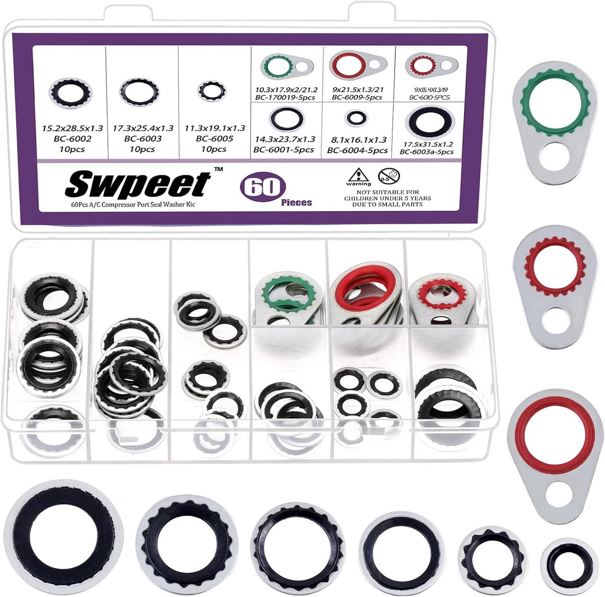 A/C systeem compressor pakking set 60 stuks - 9 verschillende maten - hoogwaardige afdichtingen - ShopVlot