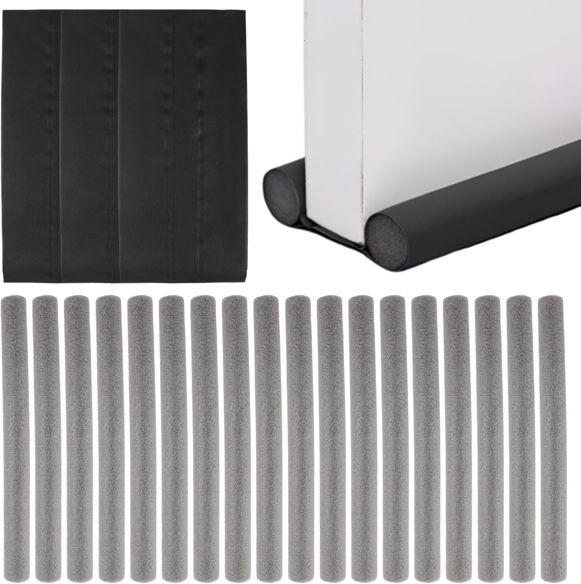 SnelShoppen - Tochtstoppers Kunstleer 3 Stuks - Afdichtingsstrips voor Deuren - Geluidsisolatie en Windblokkering - 95 cm - Ideaal voor Buitendeur, Li