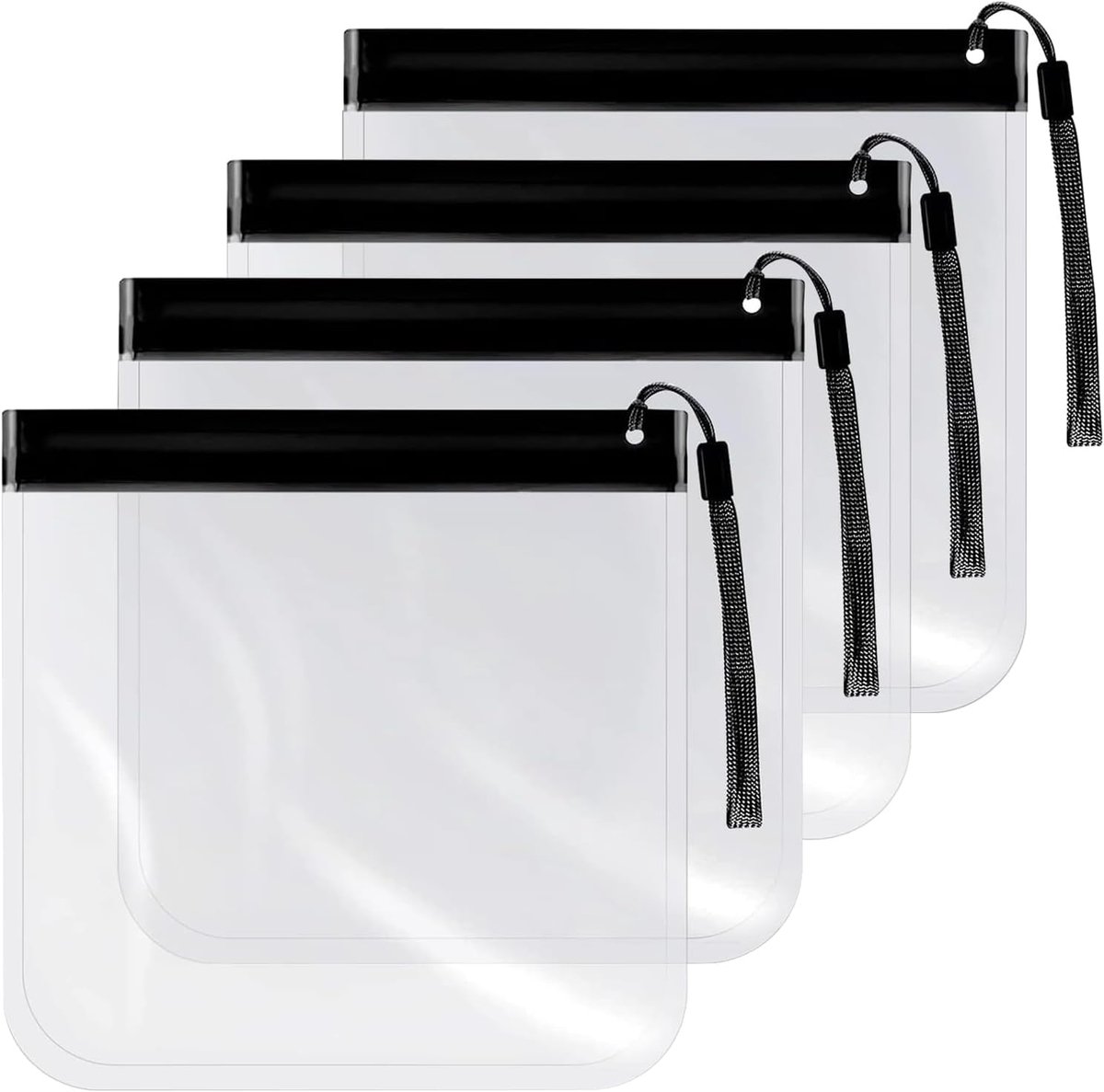 Reis toilettassen 4 stuks - 20x20 cm - transparant - voldoet aan luchthaven eisen - ideaal voor vloeistoffen - ShopVlot