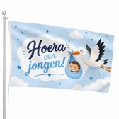 Het Vlaggenschip - Hoera Een Jongen - 90 x 150 centimeter - Geboorte - Geboortevlag - Versiering