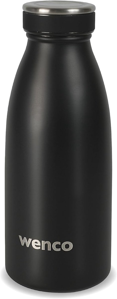 SnelShoppen - RVS Drinkfles 0.35 L / 350 ml - Geïsoleerde en Lekvrije Thermosfles voor Koude en Warme Dranken - BPA-vrij Zwart - Perfect voor Camping,