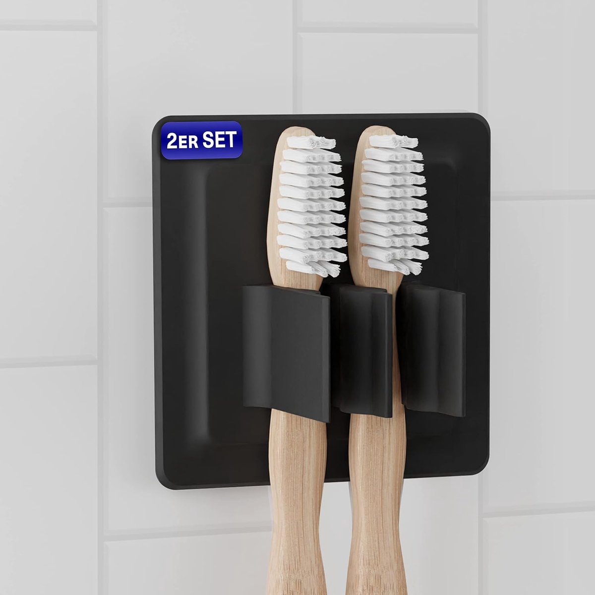 SnelShoppen - 2 x tandenborstelhouder zelfklevend, super sterke grip - zachte siliconen - houder voor elektrische tandenborstels - voor badkamer, spie