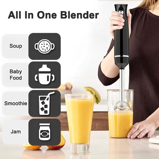 Staafmixer - Keukenmachine Handblender - Eten Bereiden - 4-In-1 Multifunctioneel - 500 ml en 700 ml - Zilver — afbeelding 2