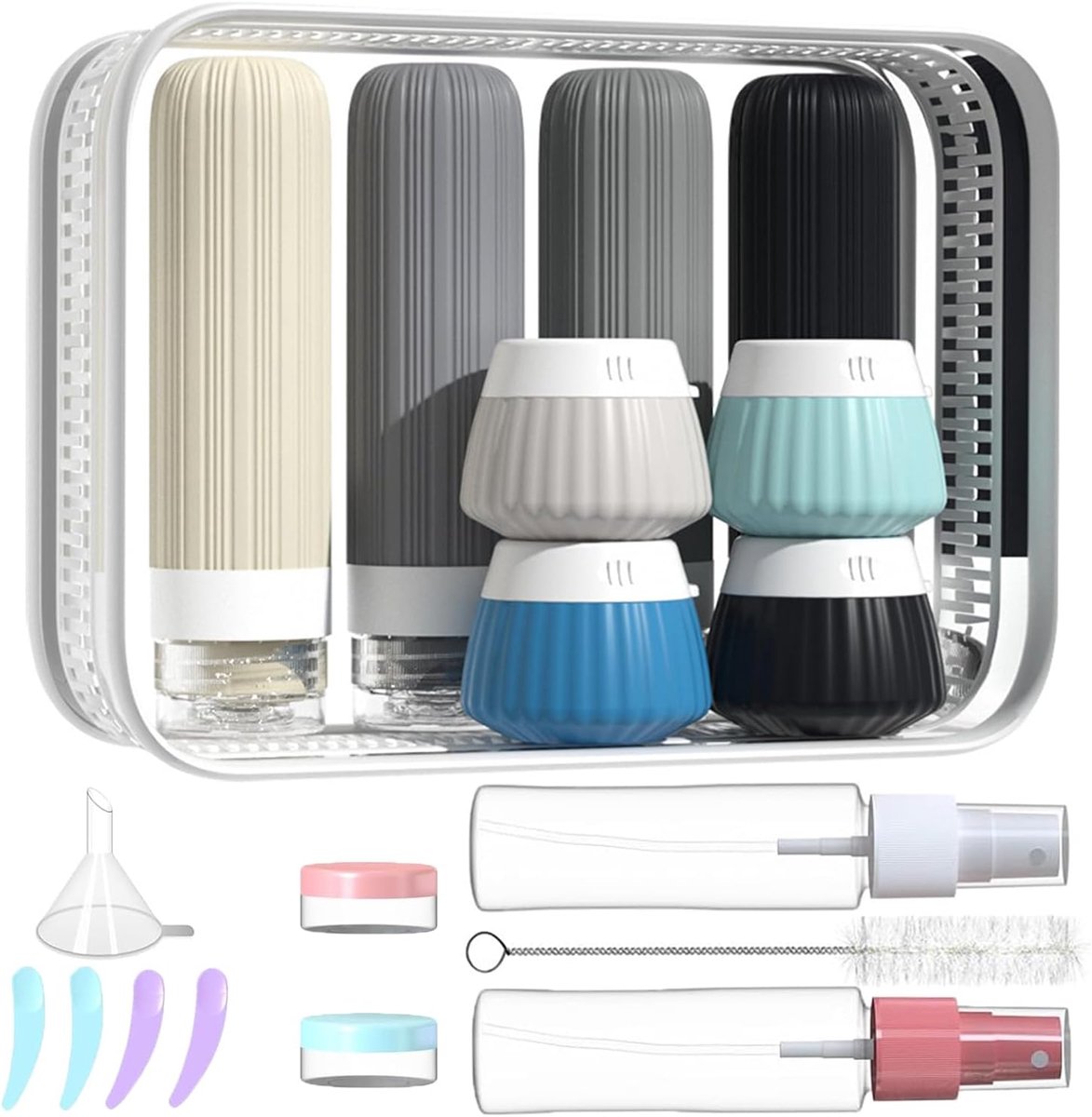 Reisflessen set - silicone - lekvrij - ideaal voor shampoo en lotions - SnelShoppen