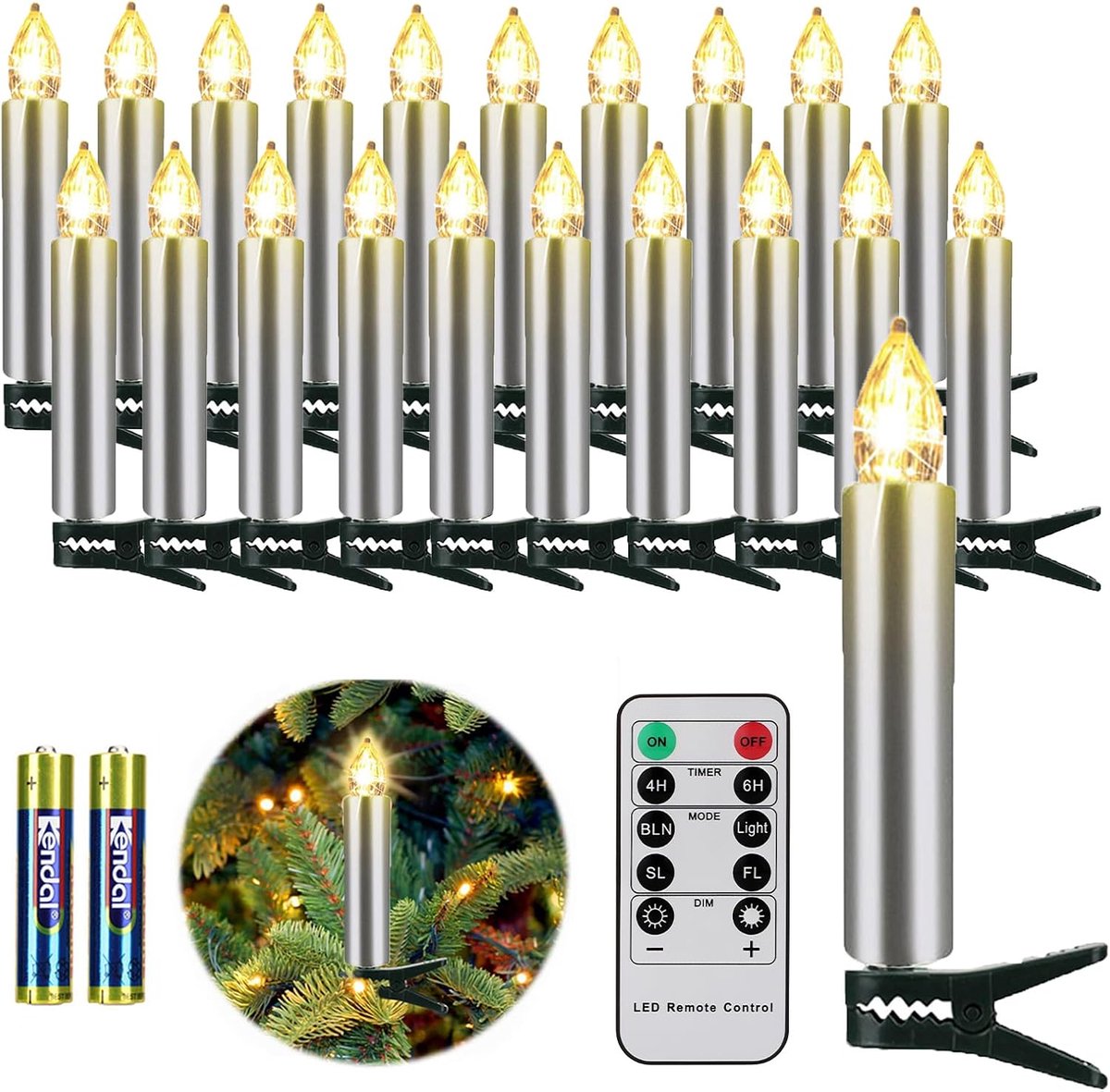 LED kerstkaarsen 20 stuks - draadloos - warm witte licht - sfeervolle kerstdecoratie - SnelShoppen
