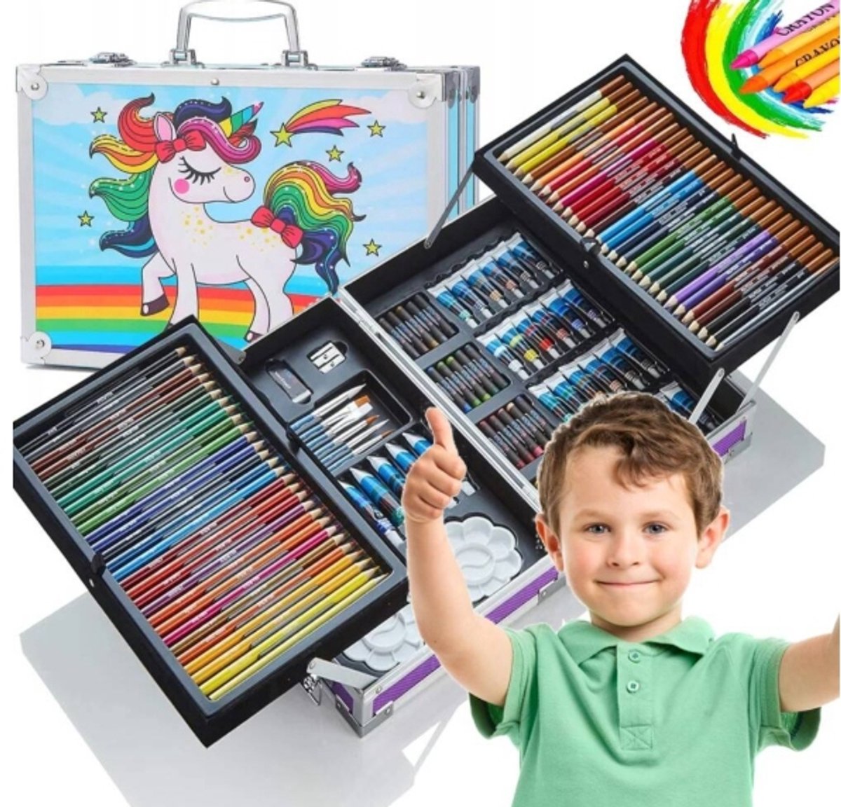 Creatieve Teken- en Schilderkit in Koffer - 145 Delen met Eenhoorns